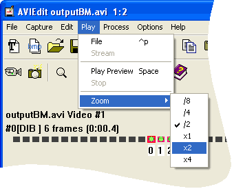 AVIedit Zoom menu